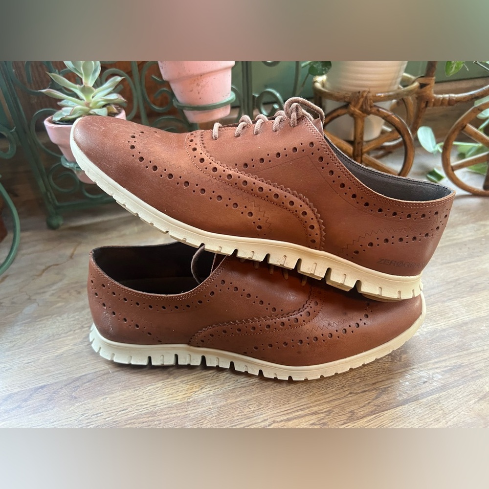 Cole Haan Zerogrand Wing Ox Closed Hole II Woodbury Leather/Ivory Sneakers 8.5